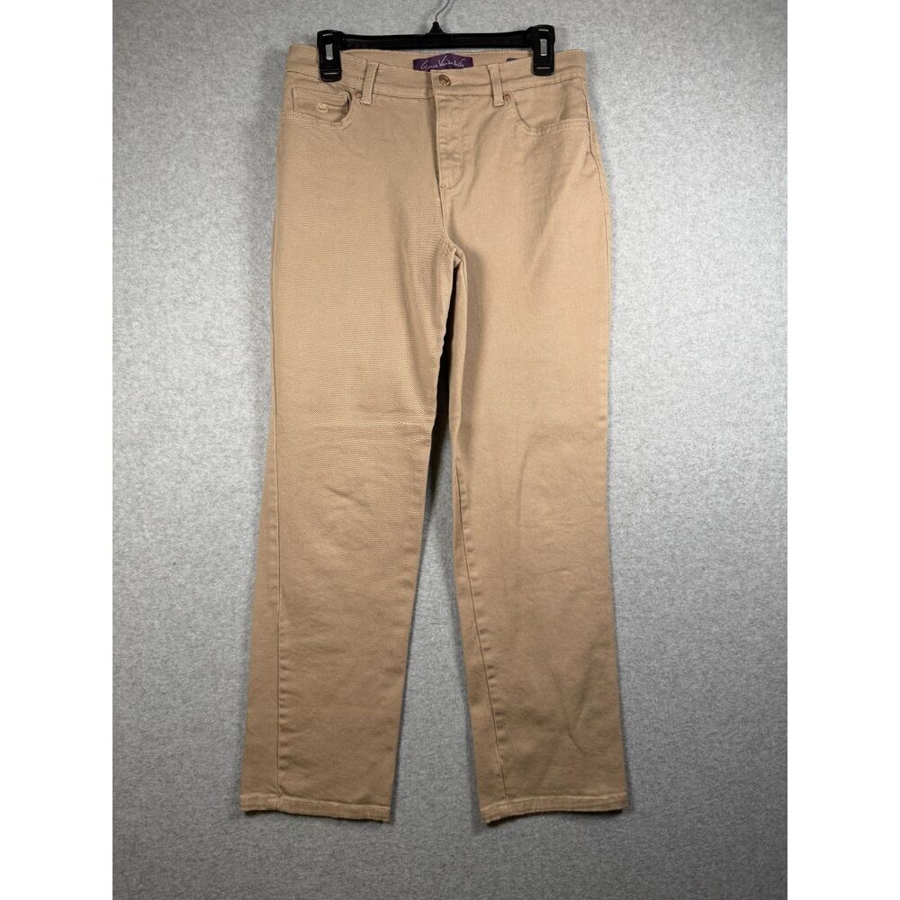 Gloria Vanderbilt Amanda Women's 8 Tan Khaki Straight Leg Jeans Pants 3952